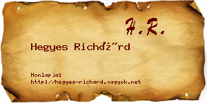 Hegyes Richárd névjegykártya